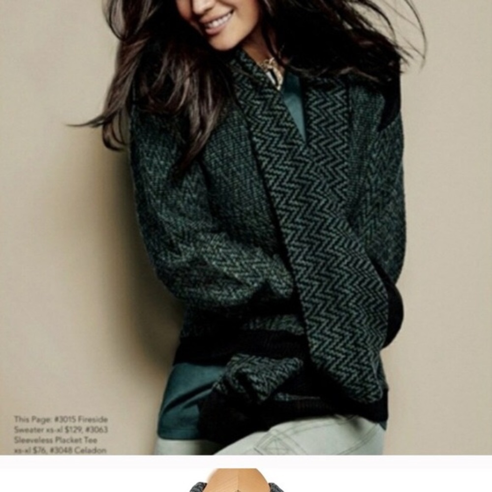 Cabi Fireside warm Cardigam green & black Large